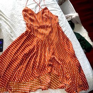 Polka Dot Lulu’s Dress. Beautiful terra cotta color! Used once!  Size XL